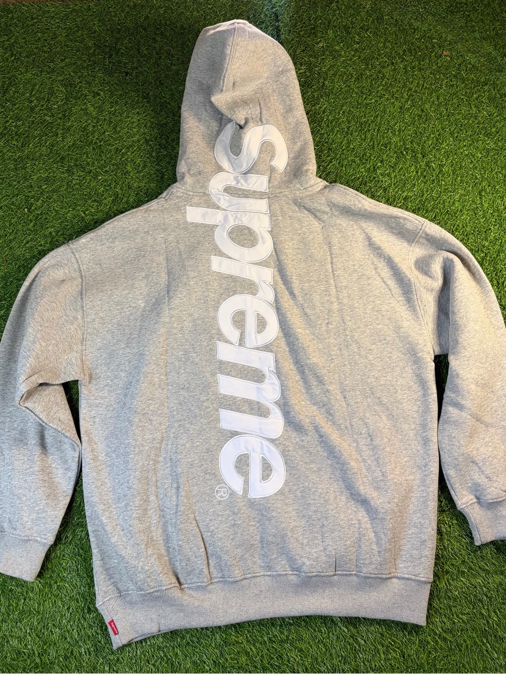Supreme Gray Vertical Logo Hooded Sweatshirt - Men's M